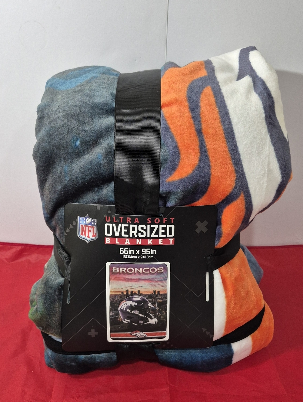 Denver Broncos Pegasus 66" x 95" Oversized Skyline Series Helmet Blanket